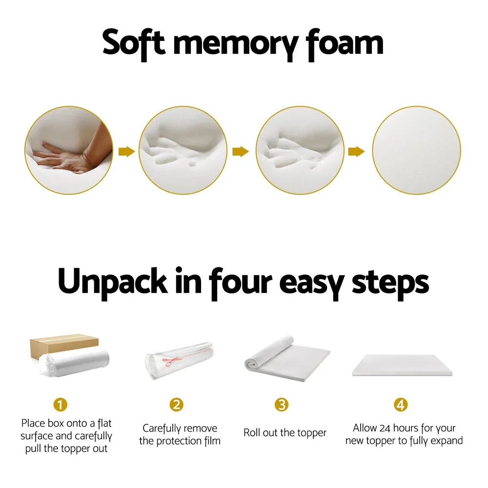 Giselle Bedding Memory Foam Mattress Topper 7-Zone Airflow Pad 8cm Single White - Mekamart Australia
