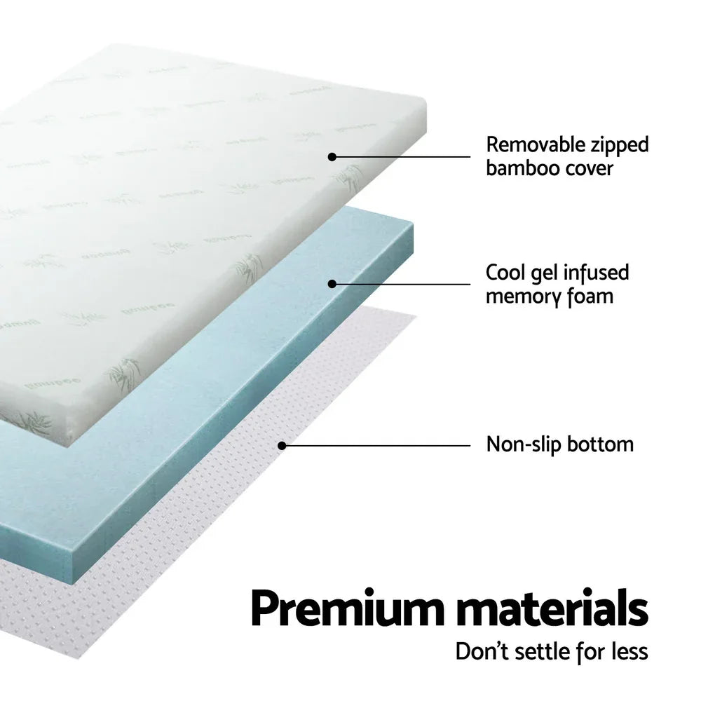 Giselle Bedding Memory Foam Mattress Topper Cool Gel Bed Mat Bamboo 10cm King - Mekamart Australia