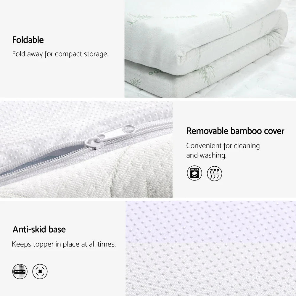 Giselle Bedding Memory Foam Mattress Topper Cool Gel Bed Mat Bamboo 10cm King - Mekamart Australia