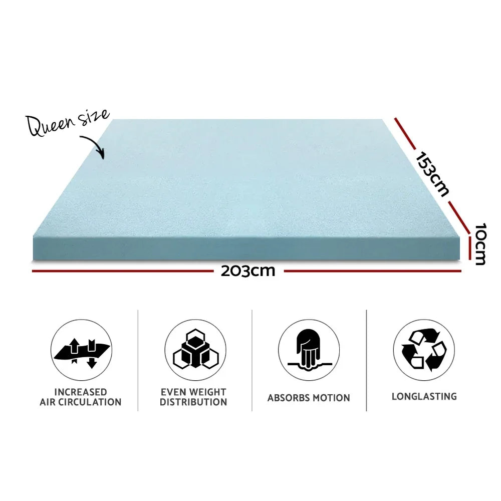 Giselle Bedding Memory Foam Mattress Topper Cool Gel 10cm Queen - Mekamart Australia