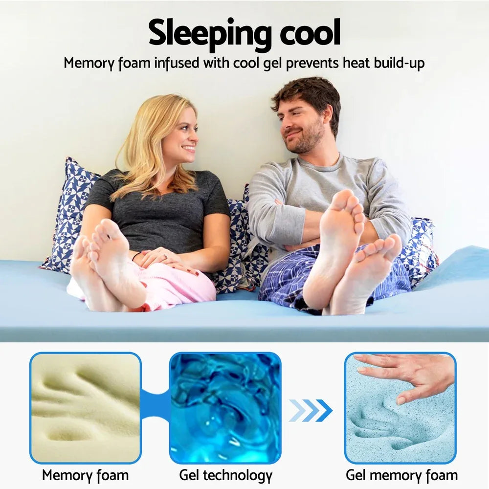 Giselle Bedding Memory Foam Mattress Topper Cool Gel 5cm King Single - Mekamart Australia