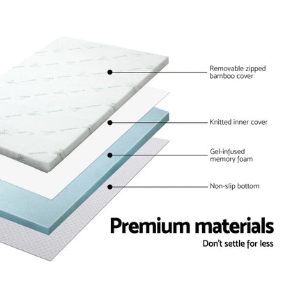 Giselle Bedding Memory Foam Mattress Topper Cool Gel 5cm Queen - Mekamart Australia