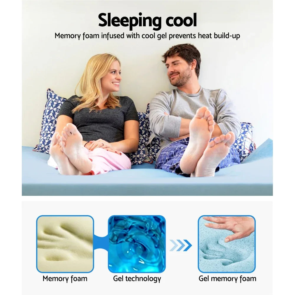 Giselle Bedding Memory Foam Mattress Topper Cool Gel 8cm Queen - Mekamart Australia