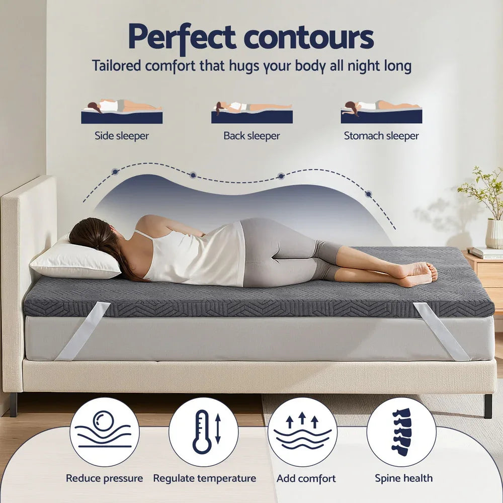 Giselle 8cm Memory Foam Mattress Topper Gel Dual Layer Foam Bamboo King - Mekamart Australia