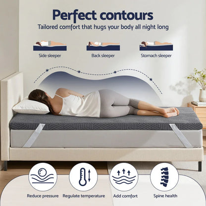 Giselle 8cm Memory Foam Mattress Topper Gel Dual Layer Foam Bamboo King Single - Mekamart Australia