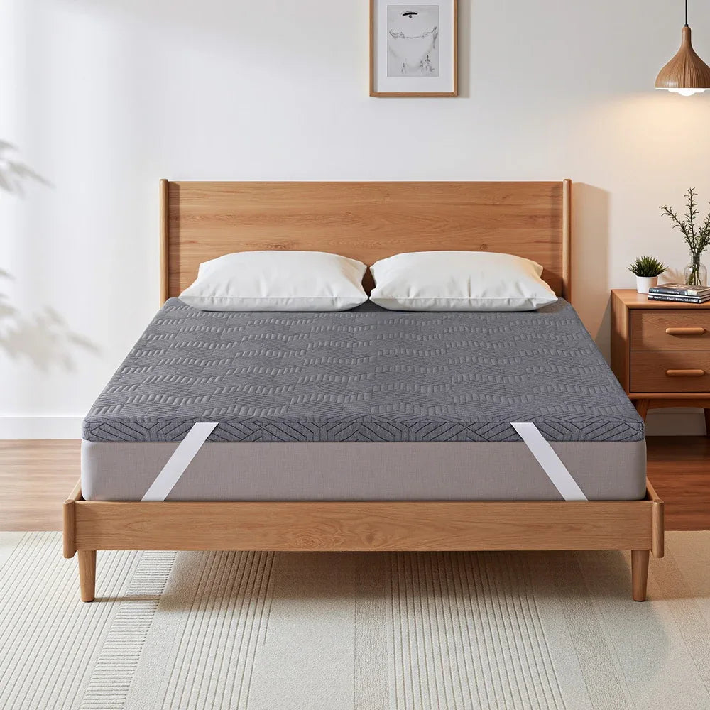 Giselle 8cm Memory Foam Mattress Topper Gel Dual Layer Foam Bamboo Queen - Mekamart Australia