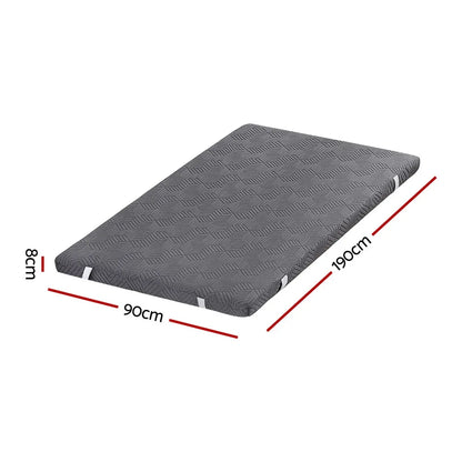 Giselle 8cm Memory Foam Mattress Topper Gel Dual Layer Foam Bamboo Single - Mekamart Australia
