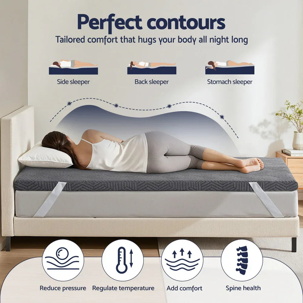 Giselle 8cm Memory Foam Mattress Topper Gel Dual Layer Foam Bamboo Single - Mekamart Australia