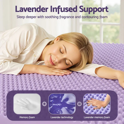 Giselle 5cm Memory Foam Mattress Topper Lavender Infused Egg Crate Pad Mat King - Mekamart Australia