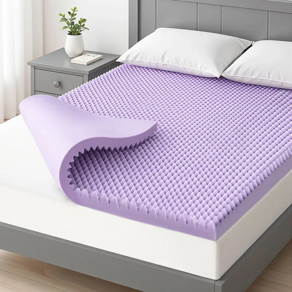 Giselle 5cm Memory Foam Mattress Topper Lavender Infused Egg Crate Pad Mat King - Mekamart Australia