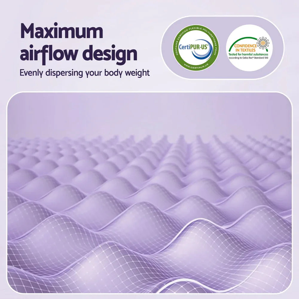 Giselle 5cm Memory Foam Mattress Topper Lavender Infused Egg Crate Pad Mat Single - Mekamart Australia