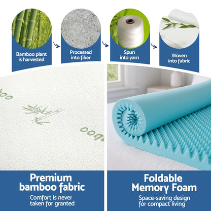 Giselle 8cm Memory Foam Mattress Topper Gel Egg Crate Foam Bamboo King - Mekamart Australia