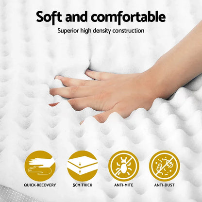 Giselle Bedding Memory Foam Mattress Topper Egg Crate 5cm King Single - Mekamart Australia