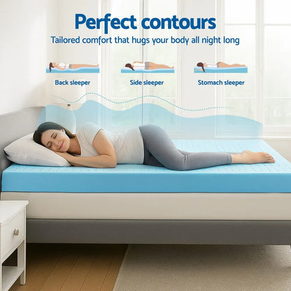 Giselle 12cm Memory Foam Mattress Topper Ventilated Cool Gel Bamboo Cover King - Mekamart Australia