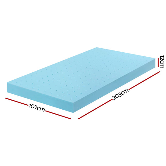 Giselle 12cm Memory Foam Mattress Topper Ventilated Cool Gel Bamboo Cover King Single - Mekamart Australia
