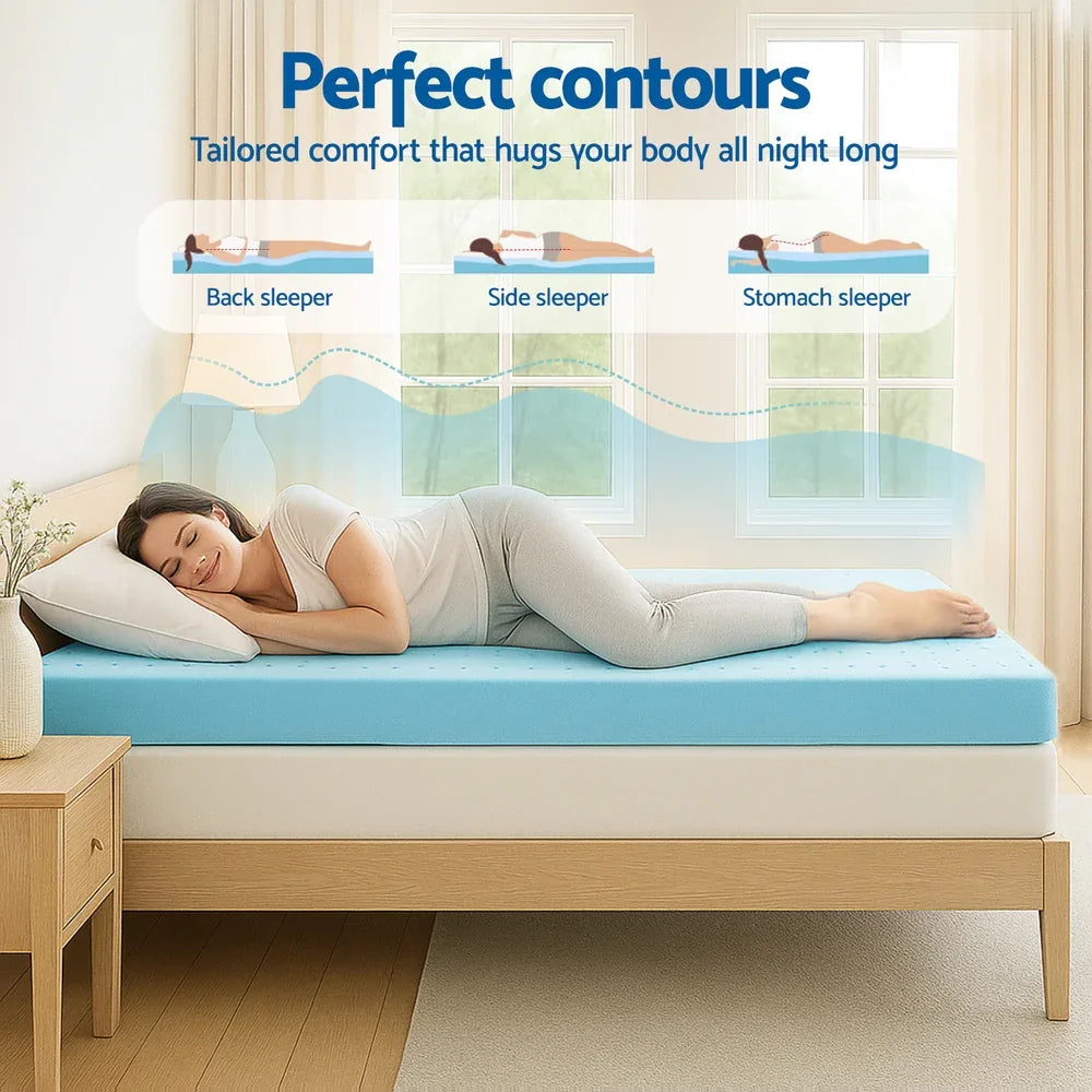 Giselle 12cm Memory Foam Mattress Topper Ventilated Cool Gel Bamboo Cover King Single - Mekamart Australia
