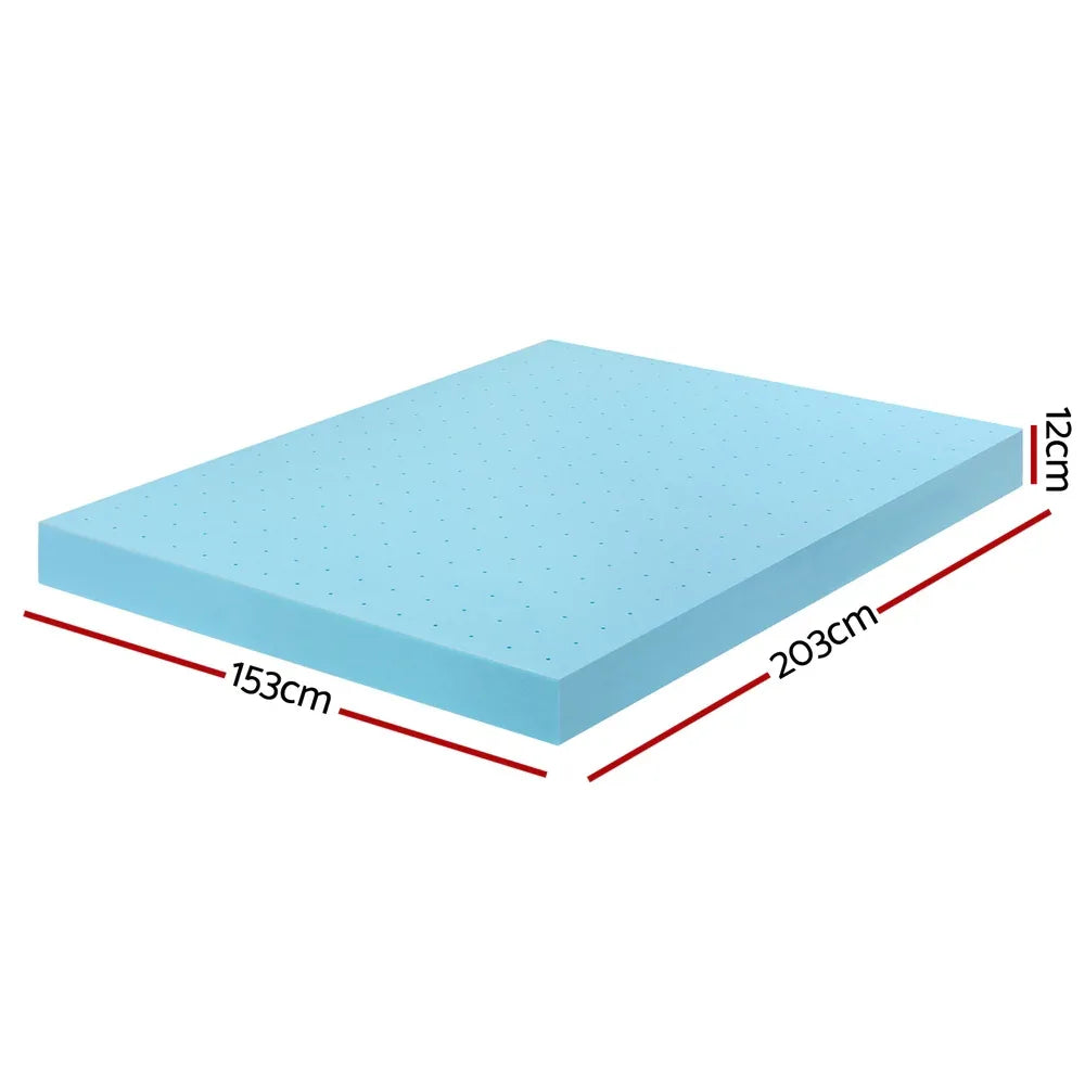 Giselle 12cm Memory Foam Mattress Topper Ventilated Cool Gel Bamboo Cover Queen - Mekamart Australia