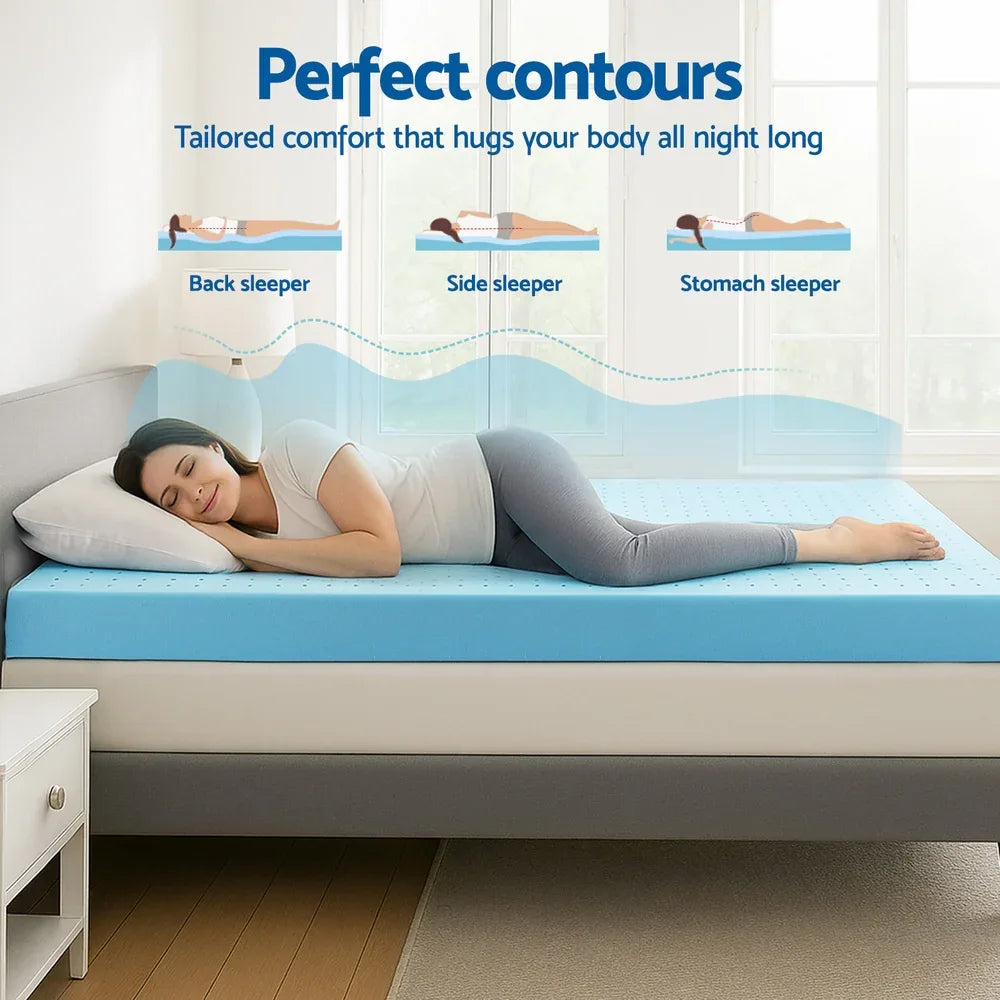 Giselle 12cm Memory Foam Mattress Topper Ventilated Cool Gel Bamboo Cover Queen - Mekamart Australia
