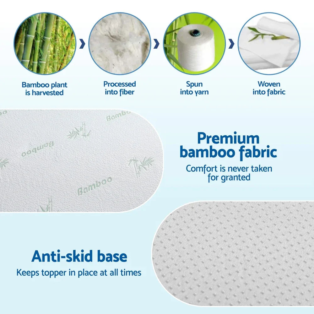 Giselle 12cm Memory Foam Mattress Topper Ventilated Cool Gel Bamboo Cover Single - Mekamart Australia