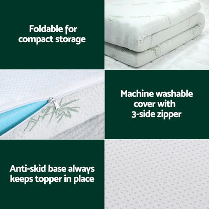 Giselle Bedding Memory Foam Mattress Topper Ventilated Cool Gel 5cm Double - Mekamart Australia