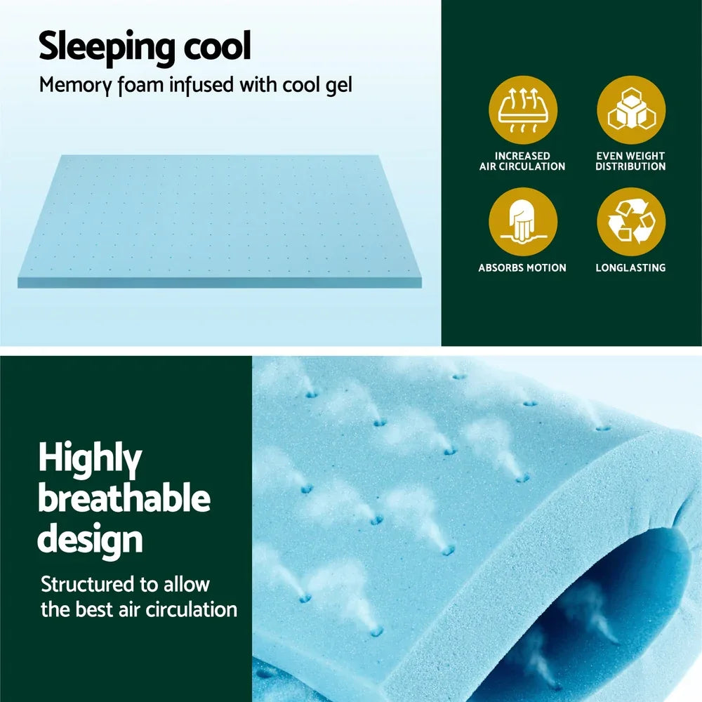 Giselle Bedding Memory Foam Mattress Topper Ventilated Cool Gel 5cm King Single - Mekamart Australia