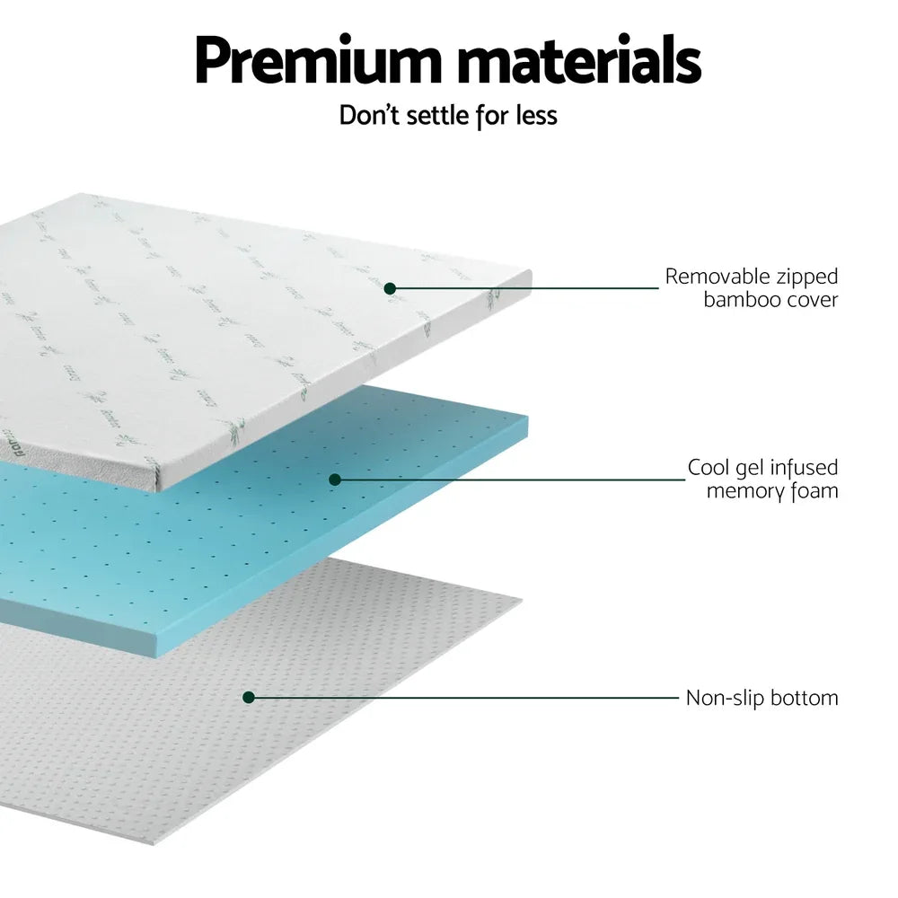 Giselle Bedding Memory Foam Mattress Topper Ventilated Cool Gel 5cm Queen - Mekamart Australia
