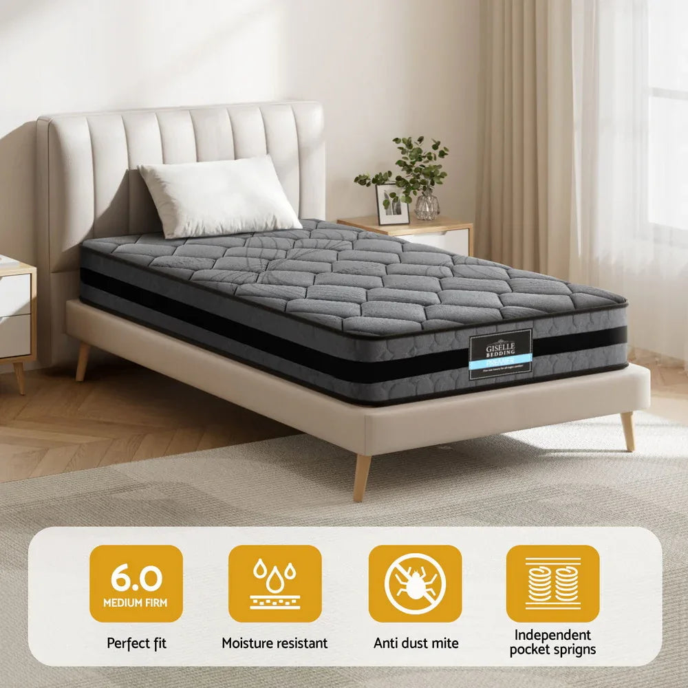 Giselle Bedding 22cm Mattress Medium Firm Single - Mekamart Australia