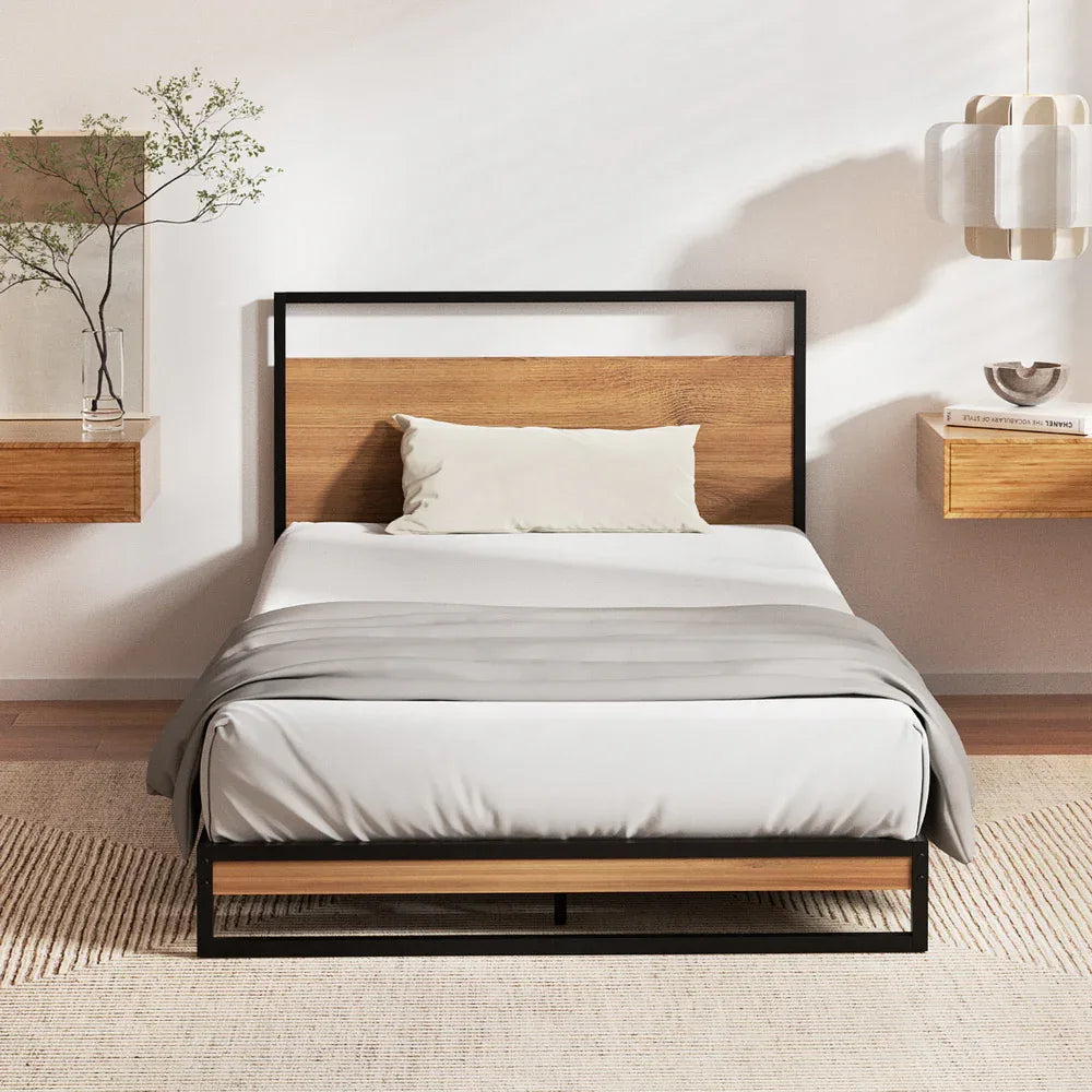 Artiss Metal Bed Frame Single Size Beds Platform with Mattress - Mekamart Australia