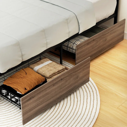Artiss 2x Bed Frame Storage Drawers Trundle Black - Mekamart Australia