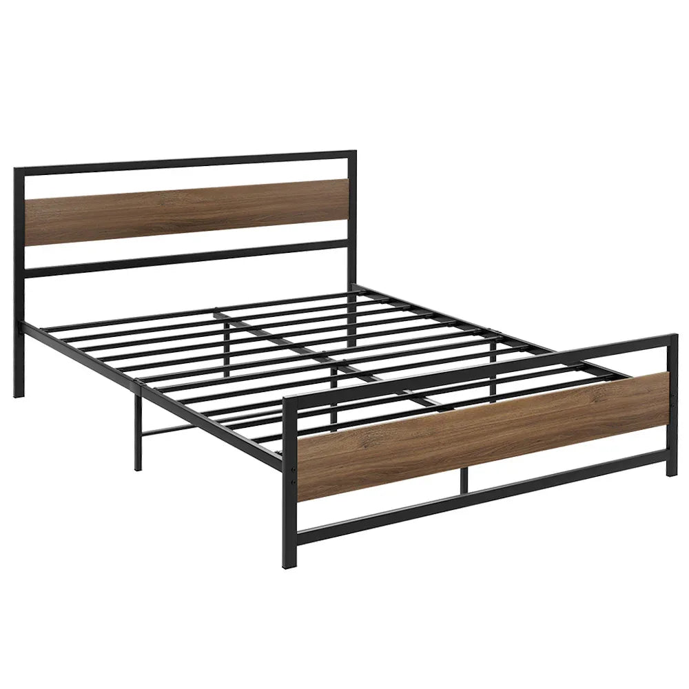 Artiss Bed Frame Queen Size Metal Base Mattress Platform Foundation Black DREW - Mekamart Australia