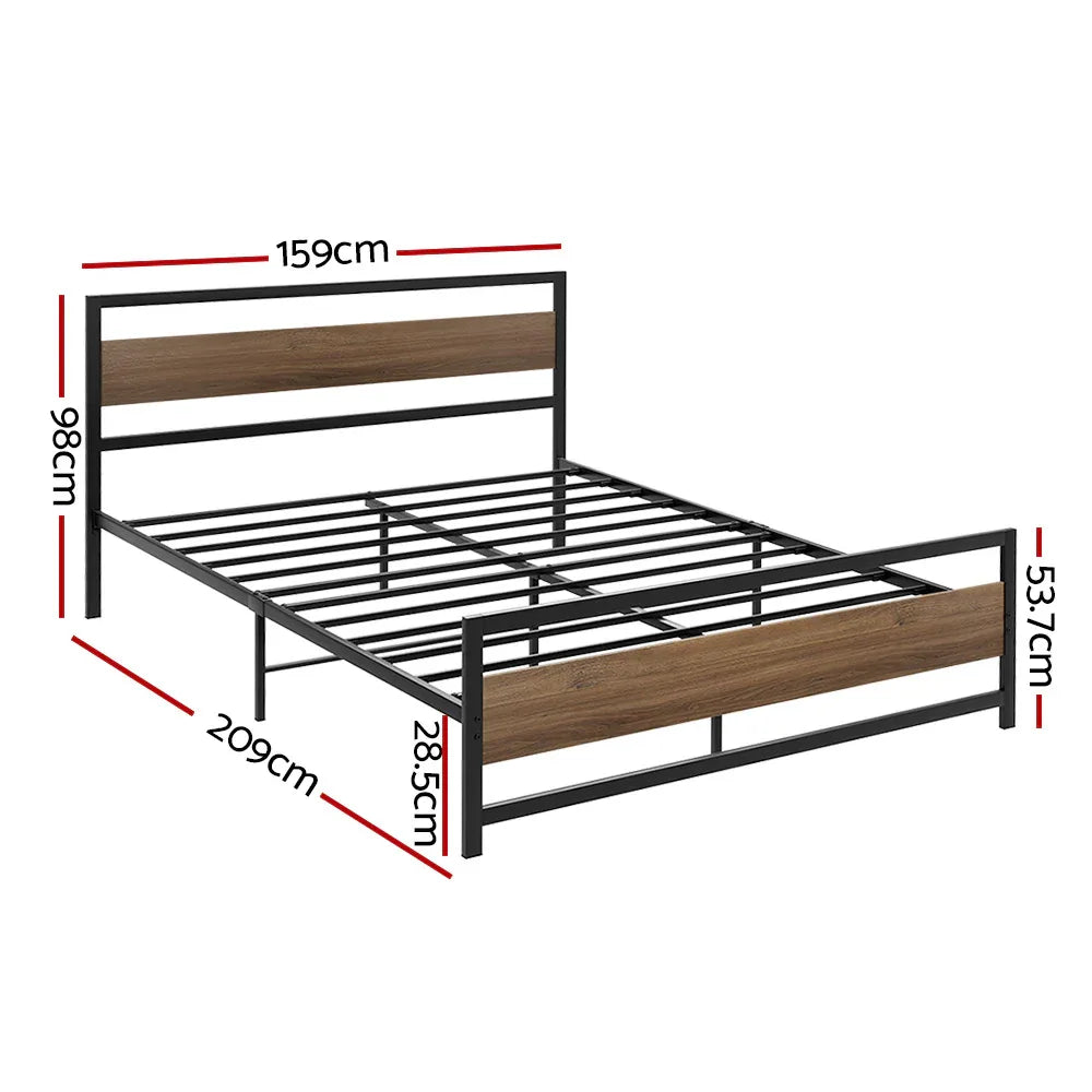 Artiss Bed Frame Queen Size Metal Base Mattress Platform Foundation Black DREW - Mekamart Australia