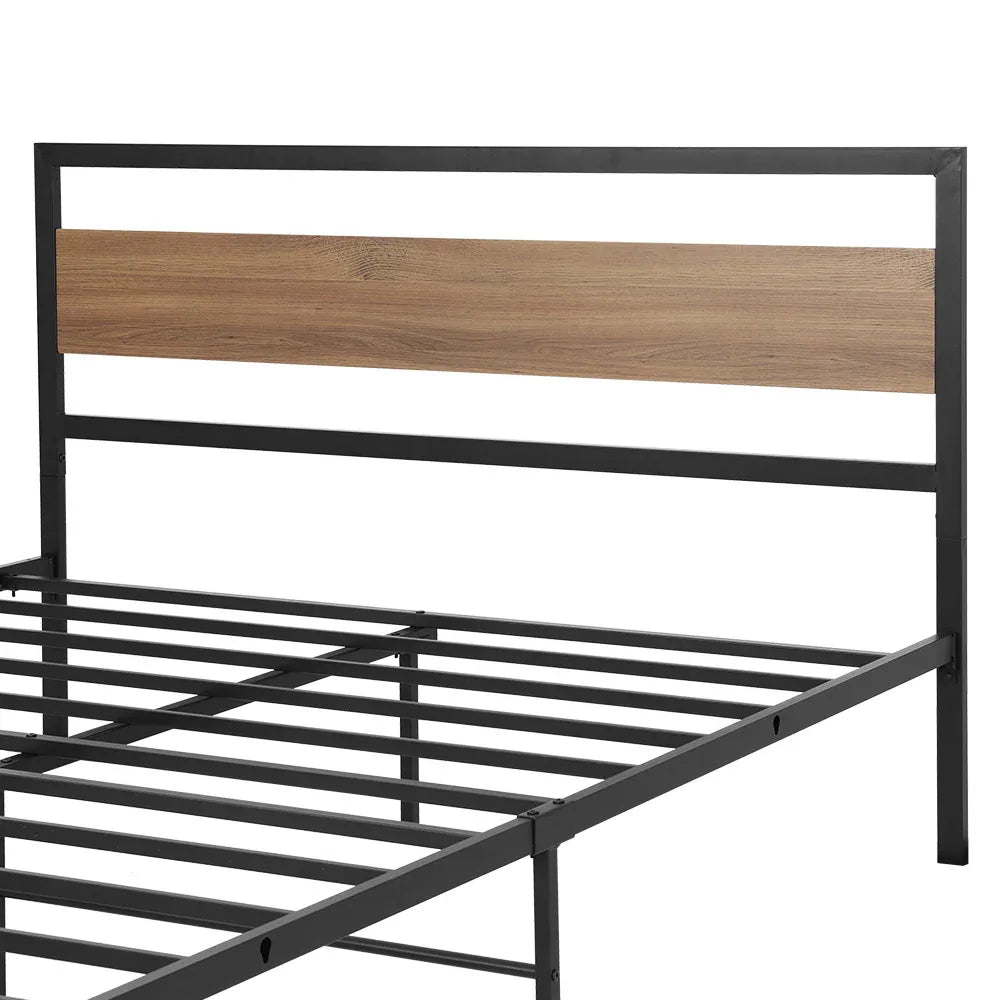 Artiss Bed Frame Queen Size Metal Base Mattress Platform Foundation Black DREW - Mekamart Australia
