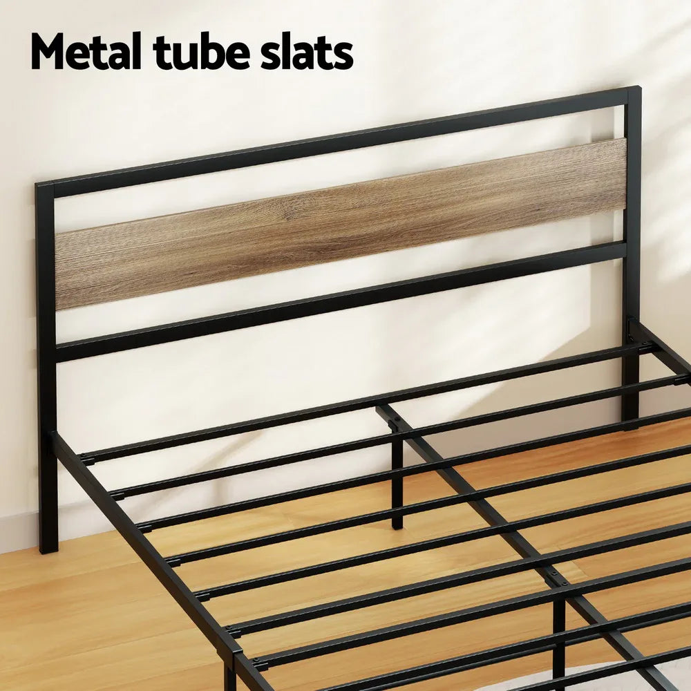 Artiss Bed Frame Queen Size Metal Base Mattress Platform Foundation Black DREW - Mekamart Australia