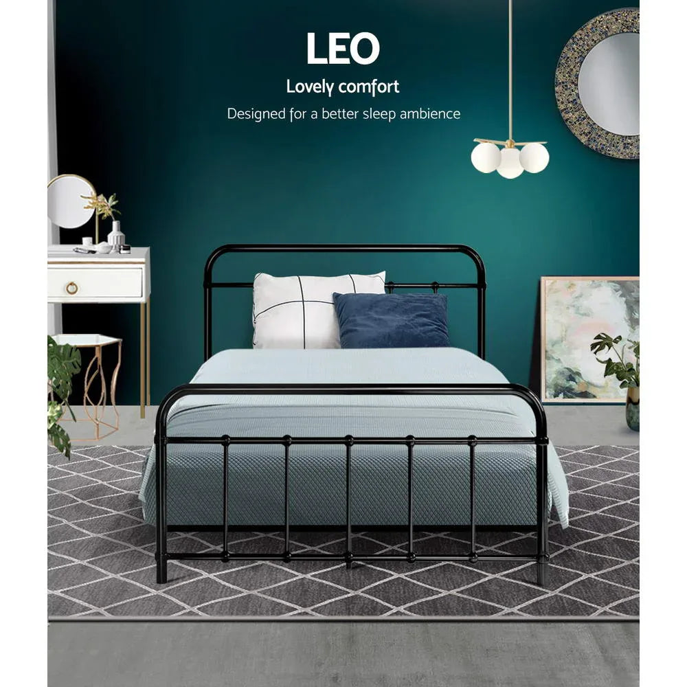 Artiss Bed Frame Metal Bed Frame LEO - King Single(Black) - Mekamart Australia