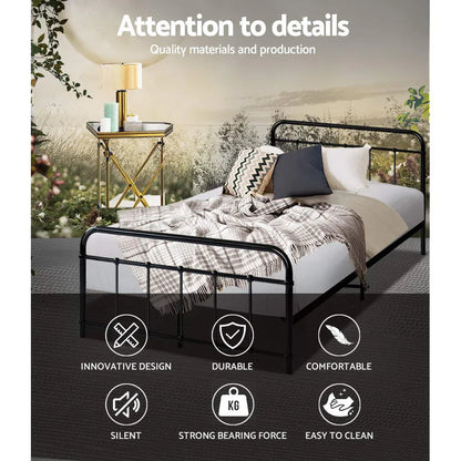 Artiss Bed Frame Metal Bed Frame LEO - King Single(Black) - Mekamart Australia