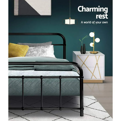 Artiss Bed Frame Metal Bed Frame LEO - Single (Black) - Mekamart Australia