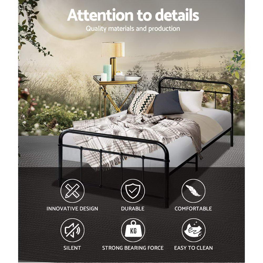 Artiss Bed Frame Metal Bed Frame LEO - Single (Black) - Mekamart Australia