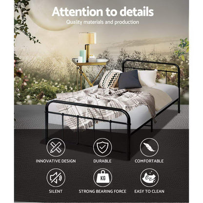 Artiss Bed Frame Metal Bed Frame LEO - Single (Black) - Mekamart Australia