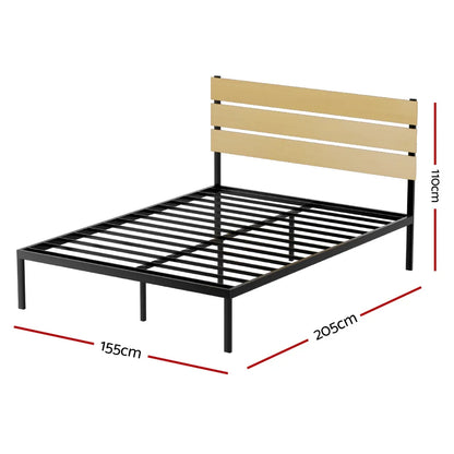 Artiss Bed Frame Queen Size Metal Base Mattress Platform Foundation Black PAULA - Mekamart Australia