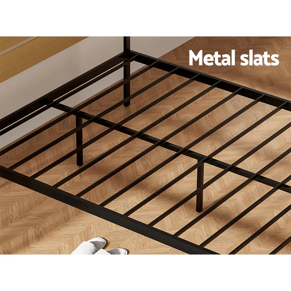 Artiss Bed Frame Queen Size Metal Base Mattress Platform Foundation Black PAULA - Mekamart Australia