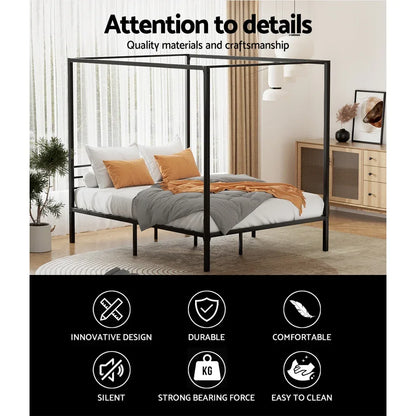 Artiss Bed Frame Queen Size Metal Bed Frame POCHY - Mekamart Australia
