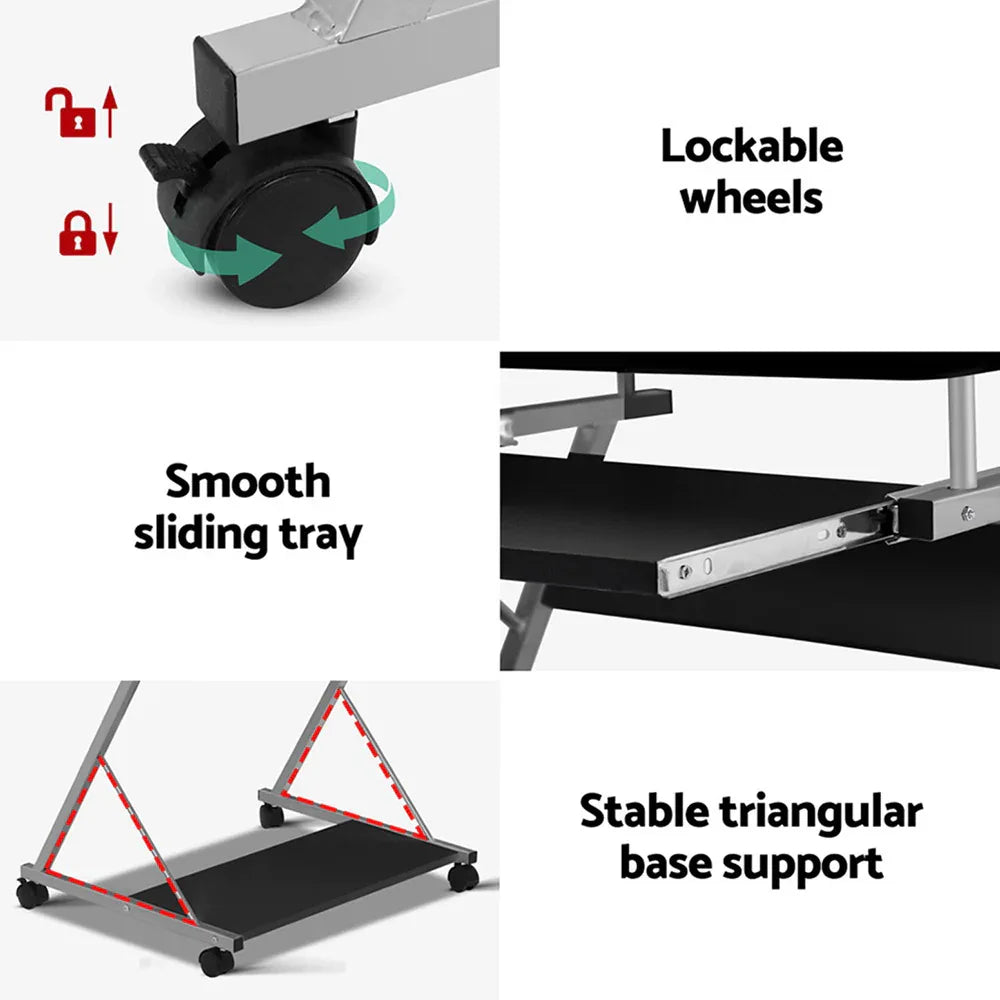 Artiss Computer Desk Mesh Office Chair Set Desks with Keyboard Shelf Try Black - Mekamart Australia