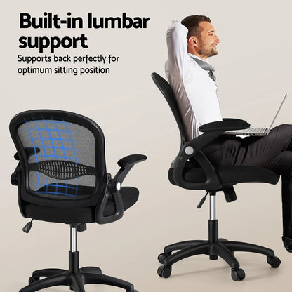 Artiss Computer Desk Mesh Office Chair Set Desks with Keyboard Shelf Try Black - Mekamart Australia
