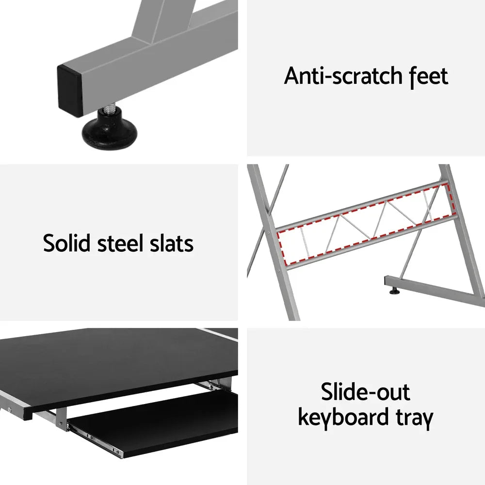 Artiss Computer Desk L-Shape Keyboard Tray Shelf Black - Mekamart Australia