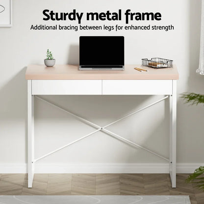 Artiss Computer Desk Drawer Storage Oak 100CM - Mekamart Australia