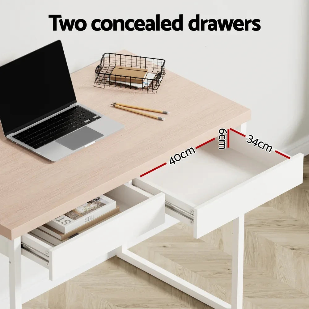 Artiss Computer Desk Drawer Storage Oak 100CM - Mekamart Australia