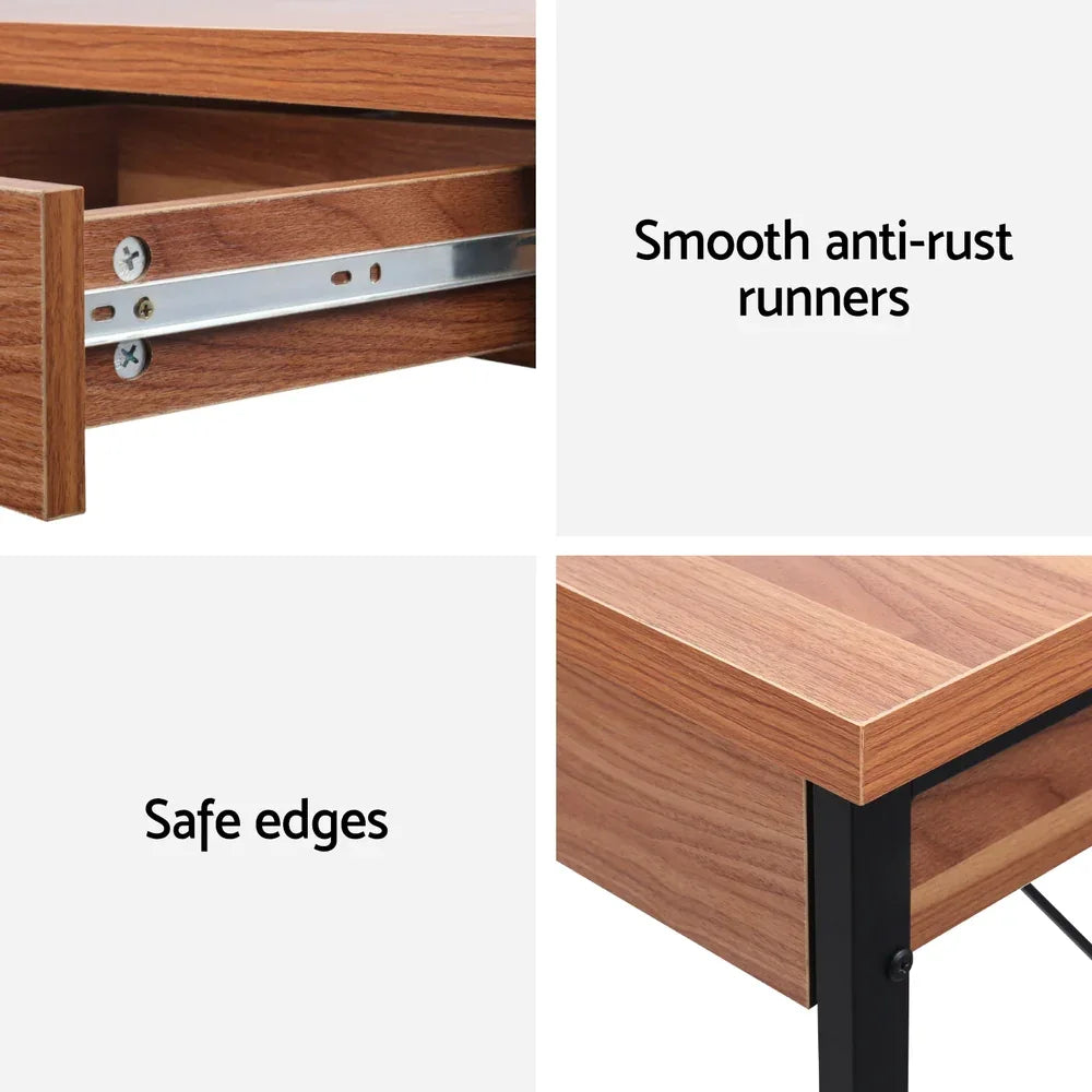 Artiss Computer Desk Drawer Storage Walnut 100CM - Mekamart Australia