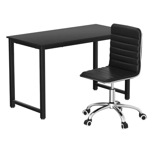 Artiss Computer Desk 120cm Executive Office Chairs Set PU Leather Low Back Black - Mekamart Australia