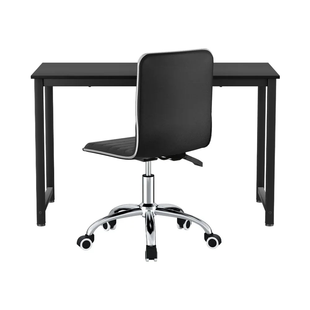 Artiss Computer Desk 120cm Executive Office Chairs Set PU Leather Low Back Black - Mekamart Australia