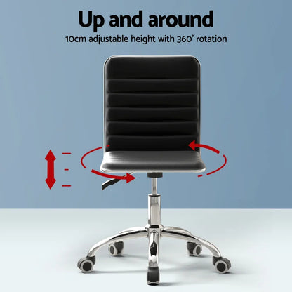 Artiss Computer Desk 120cm Executive Office Chairs Set PU Leather Low Back Black - Mekamart Australia
